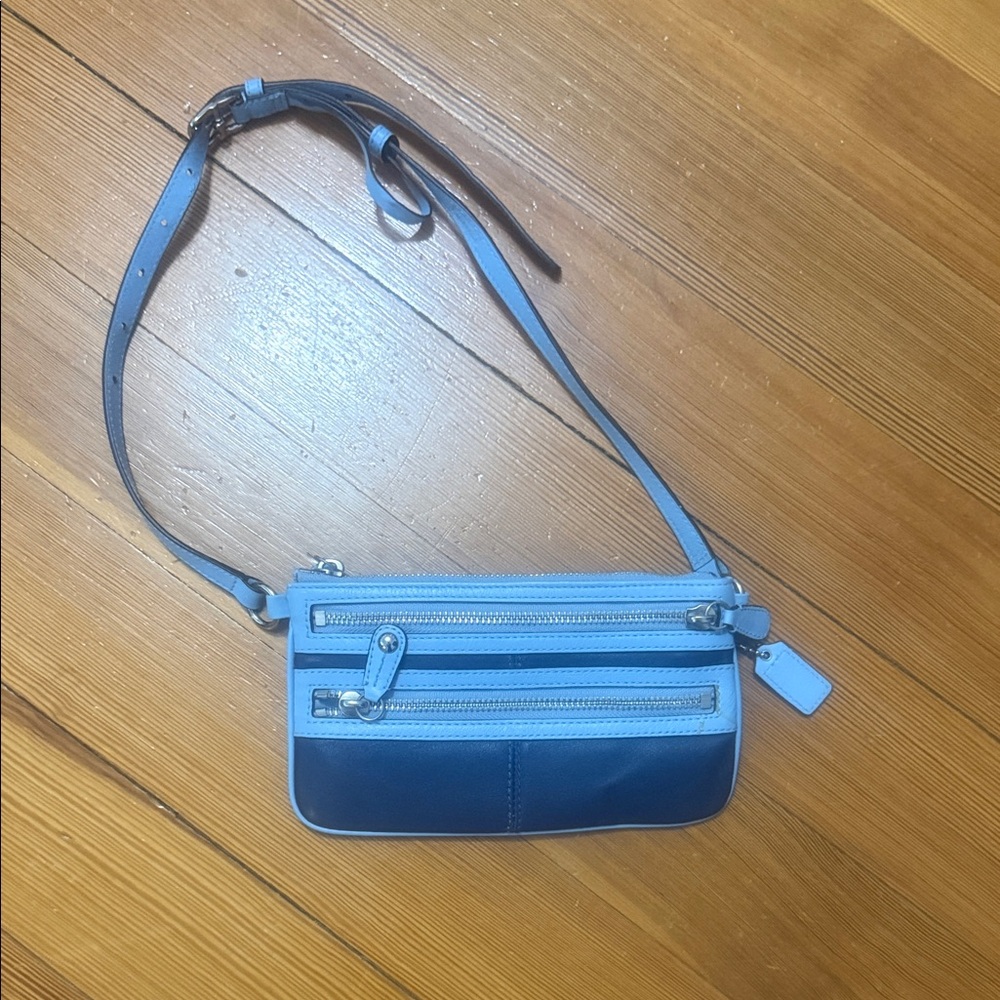 Coach Two-Tone Light Blue and Navy Crossbody Bag